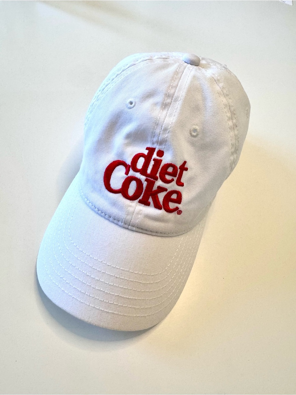 Diet Coke Coca-Cola White Baseball Cap with Red Embroidered Logo